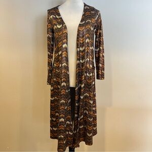 LuLaRoe long sleeve open duster chevron print size‎ XS